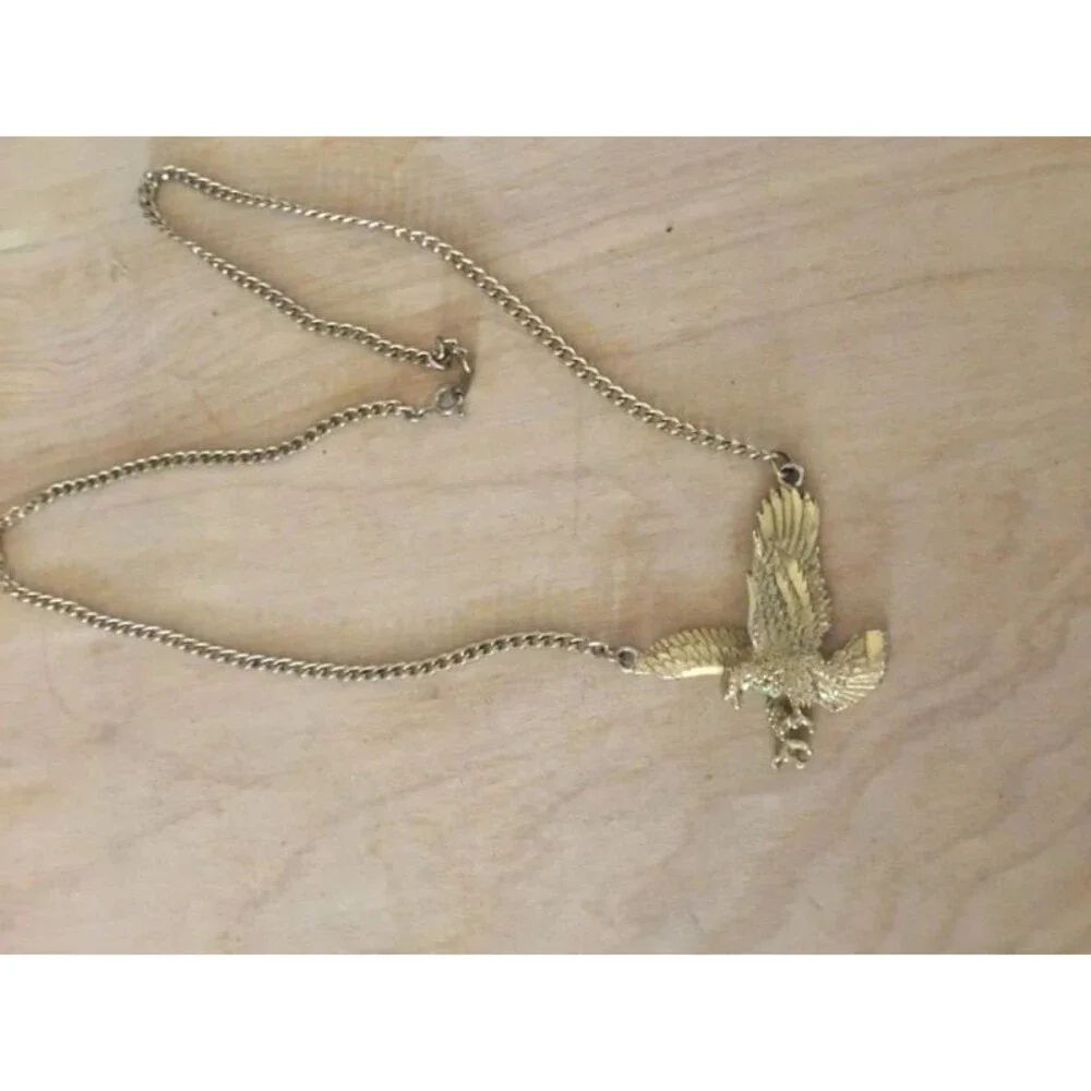 Retro Flying Eagle Pendant Curb Chain Necklace Western Boho